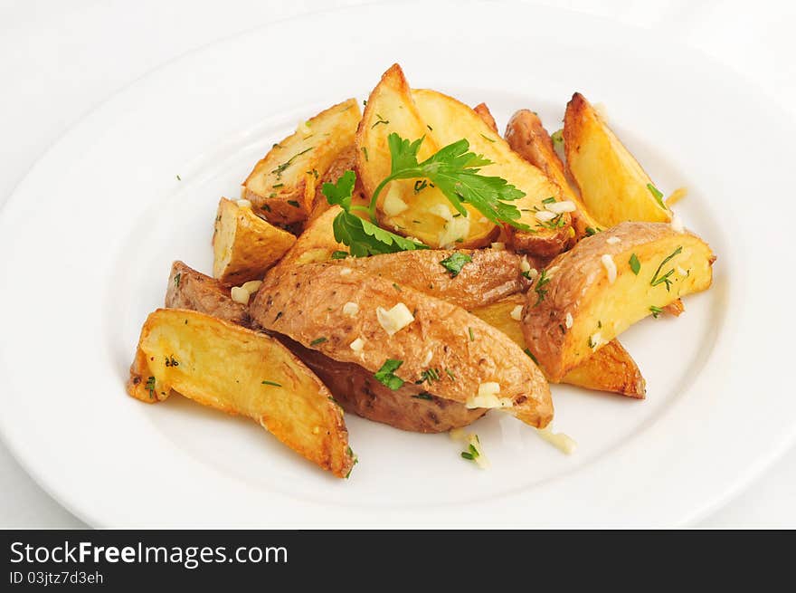 Potato of Idaho on a white plate