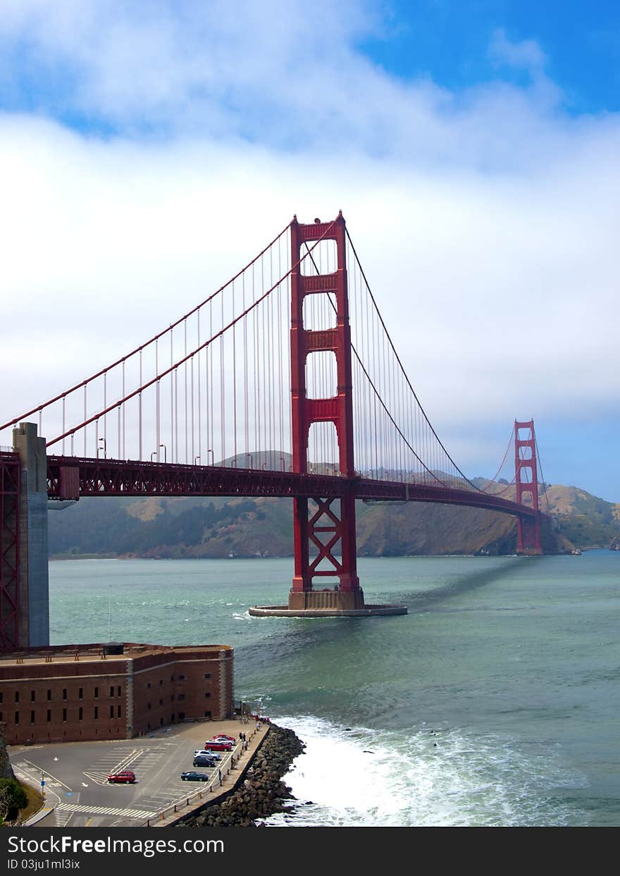 Vertical shot of San Francisco's most famous landmark. Vertical shot of San Francisco's most famous landmark