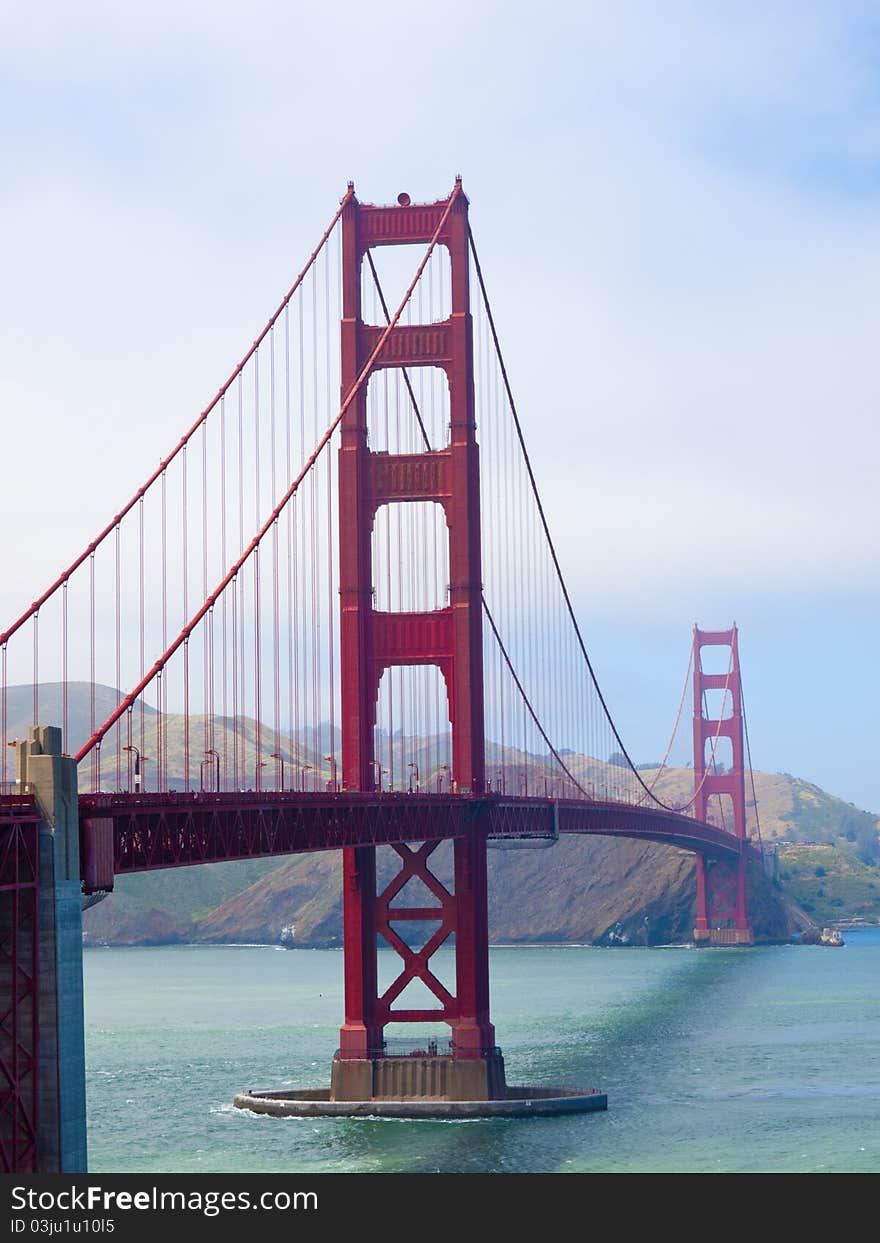 Vertical shot of San Francisco's most famous landmark. Vertical shot of San Francisco's most famous landmark