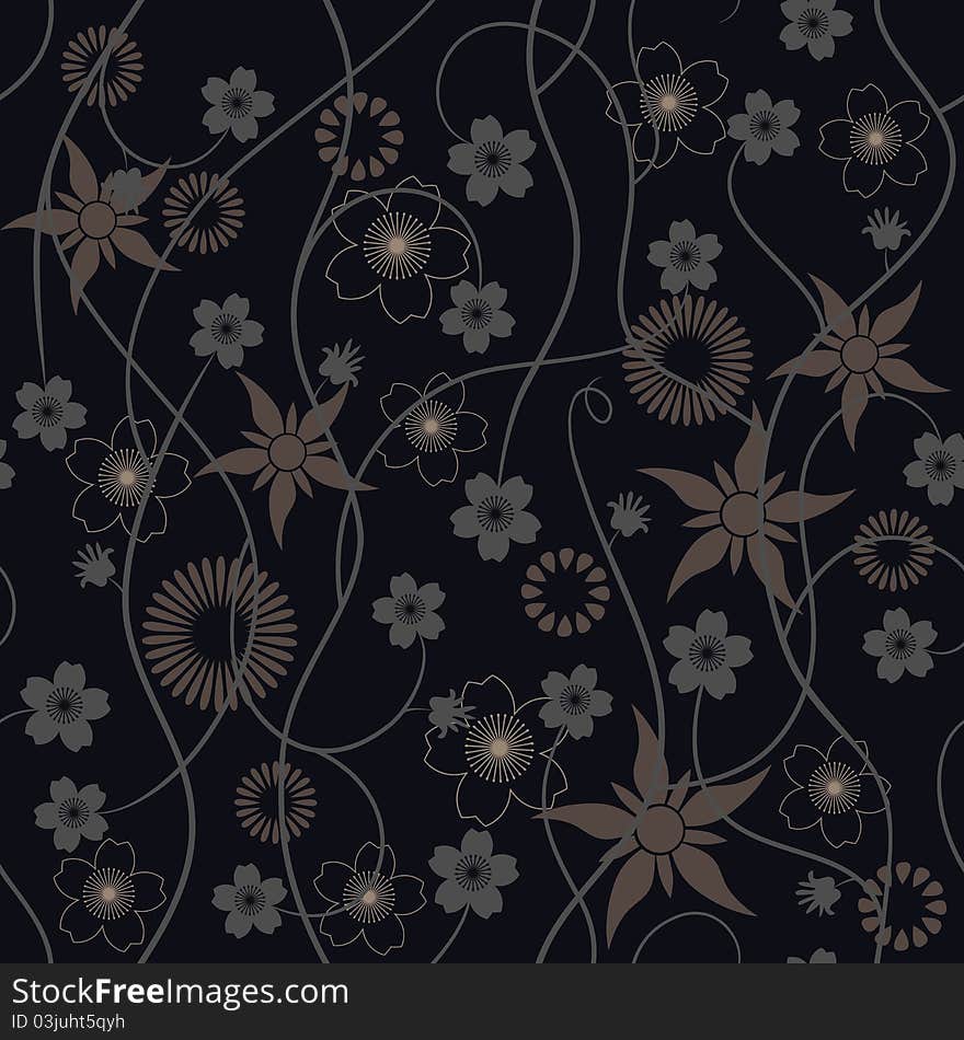 Abstract Flowers - Seamless Pattern