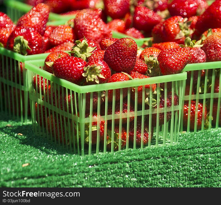 Strawberries in a market place