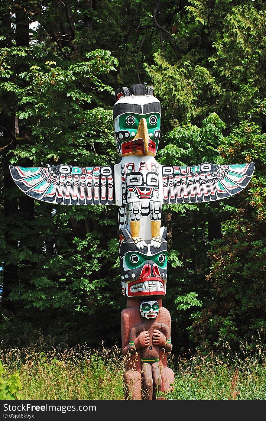 Colorful totem pole