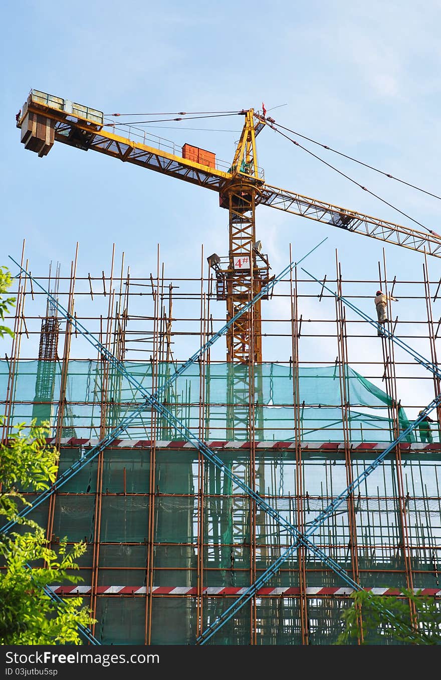 This is taken in a construction site in beijing in the morning. This is taken in a construction site in beijing in the morning