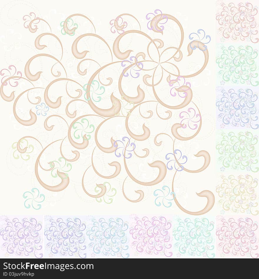 Graphic Background - illustration. Flowers and Lines