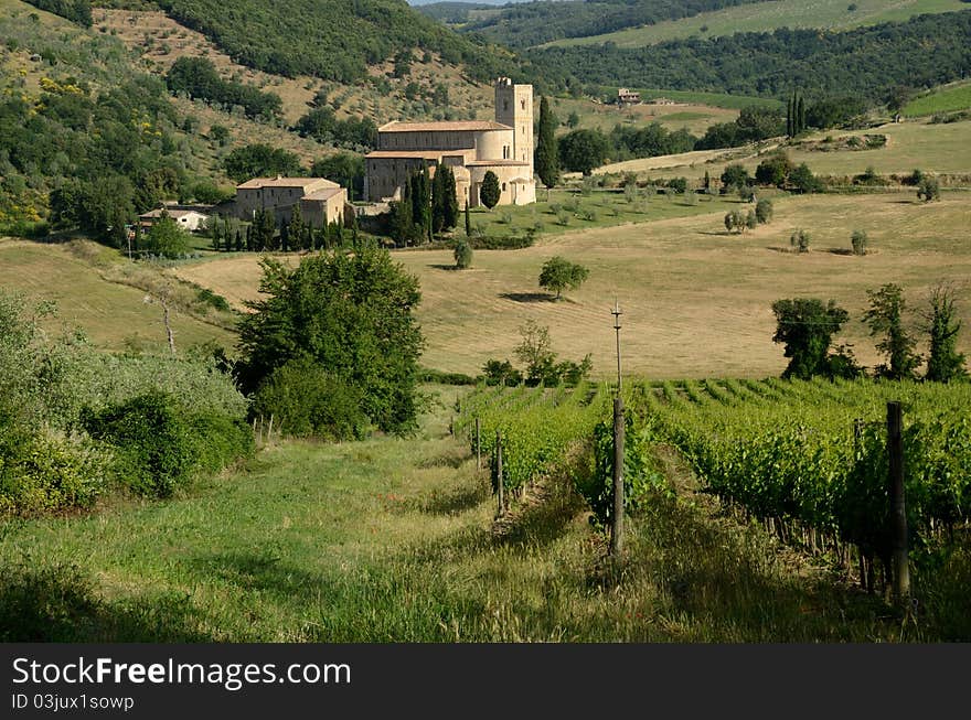 A famous romanesque abbey in Tuscany. A famous romanesque abbey in Tuscany