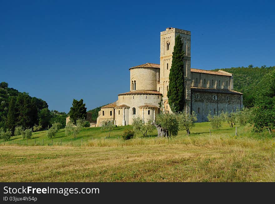 A famous romanesque abbey in Tuscany. A famous romanesque abbey in Tuscany