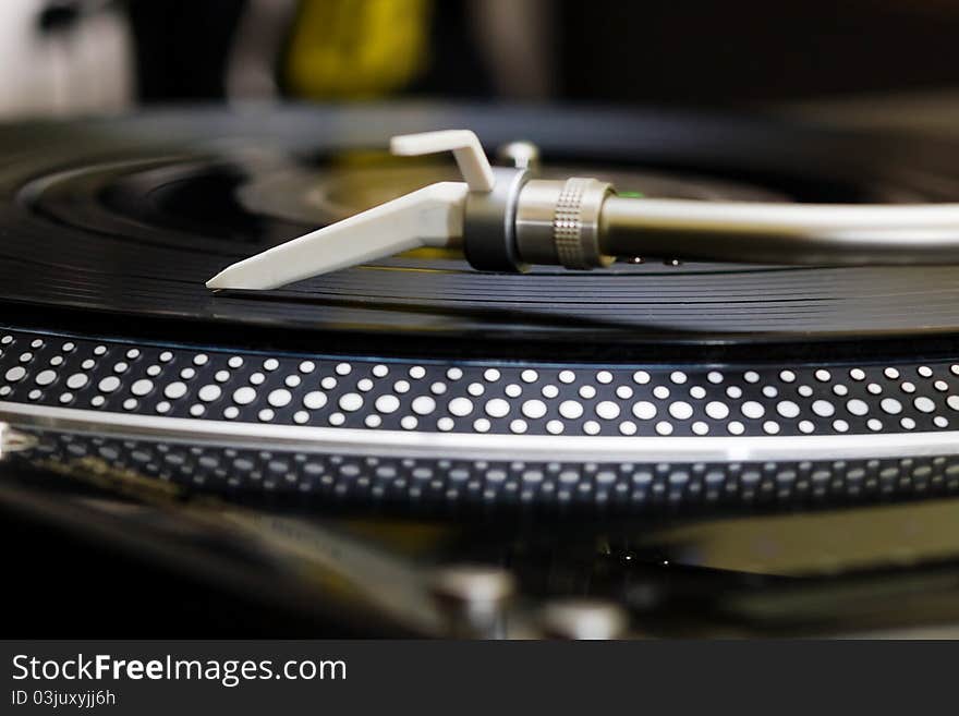 Turntable playing vinyl record