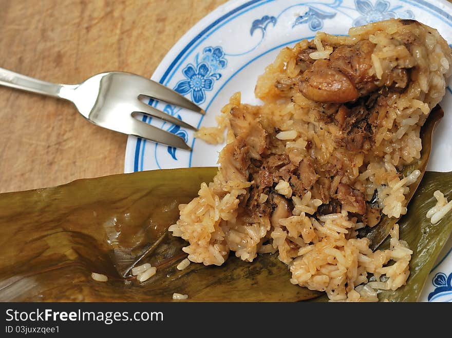 Eating meat dumpling