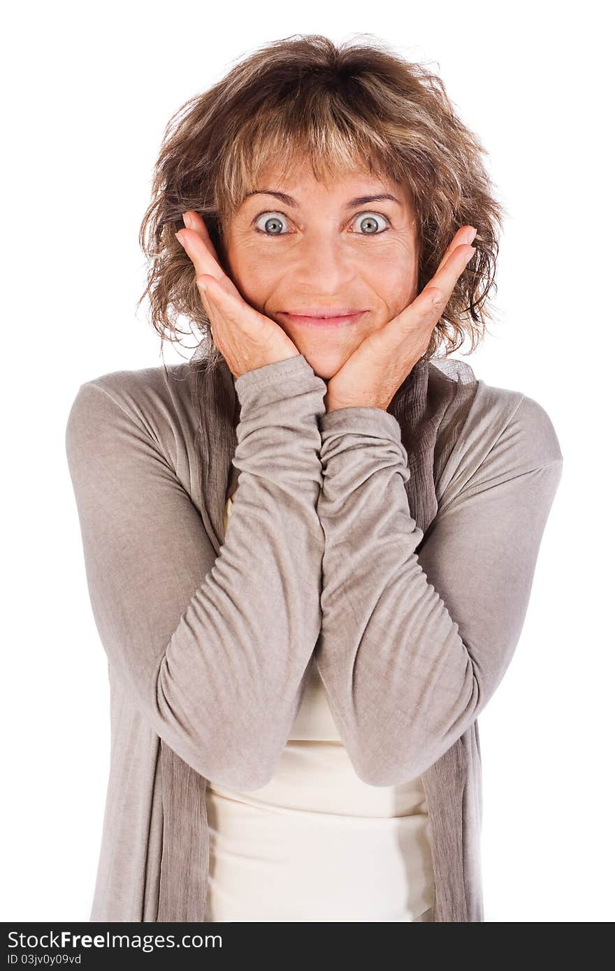 Portrait of smiling senior woman isolated on white. Portrait of smiling senior woman isolated on white