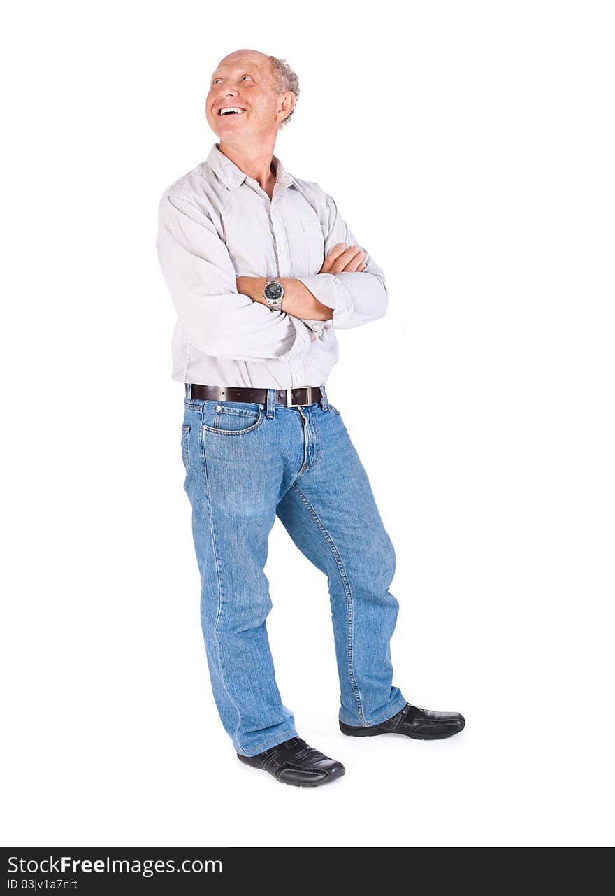 Aged grandpa posing in casuals