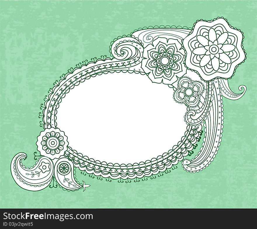 Abstract decorative vintage frame paisley flower henna