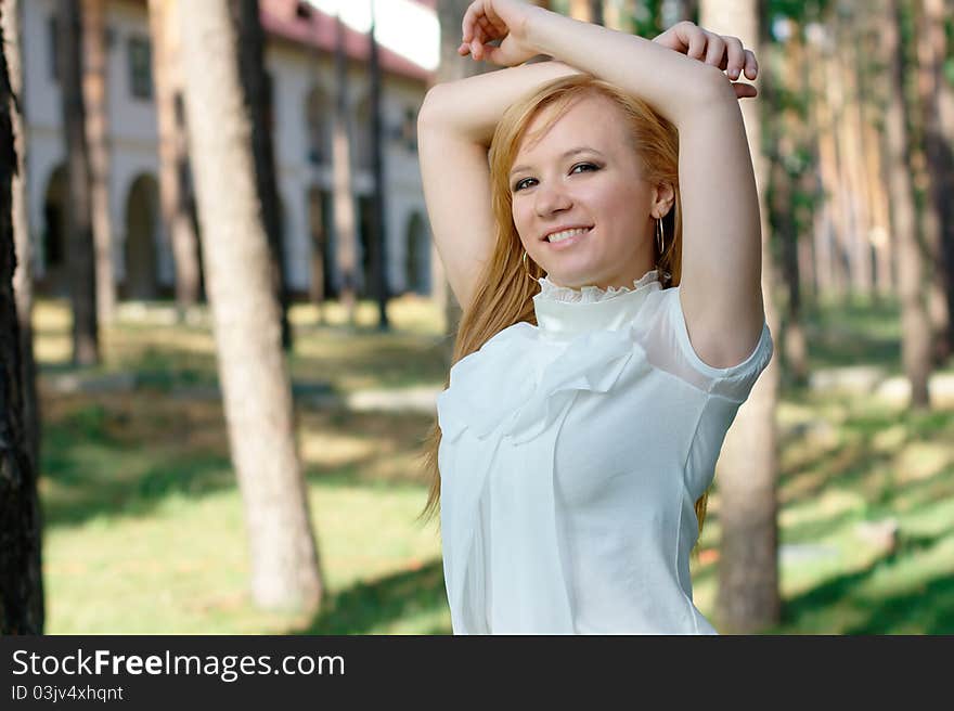 Teenage girl posing at the park. Teenage girl posing at the park