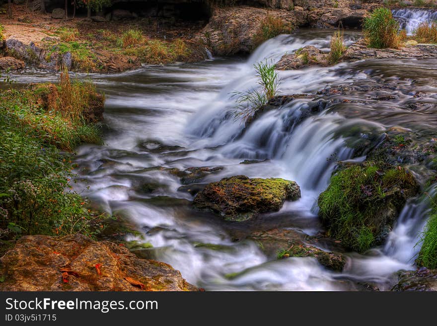 Colorful scenic waterfall in HDR