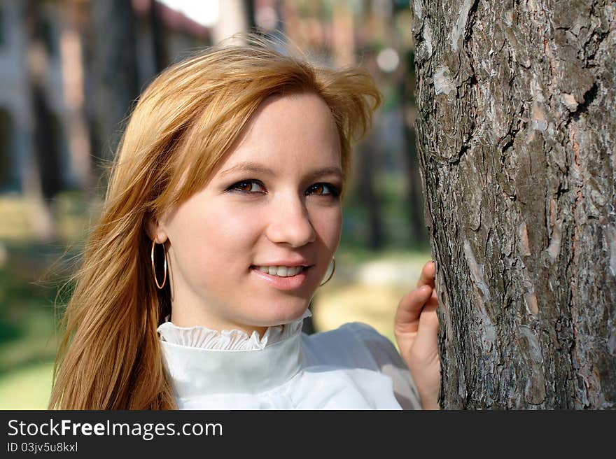 Teenage girl posing at the park. Teenage girl posing at the park