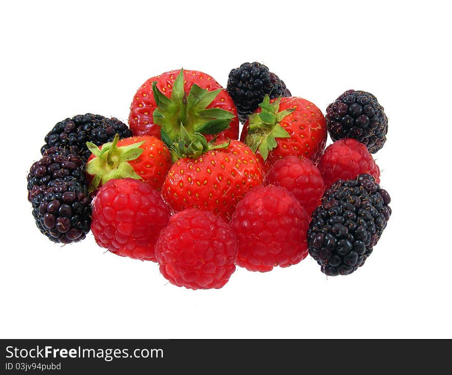 Fruit assortment on a white background