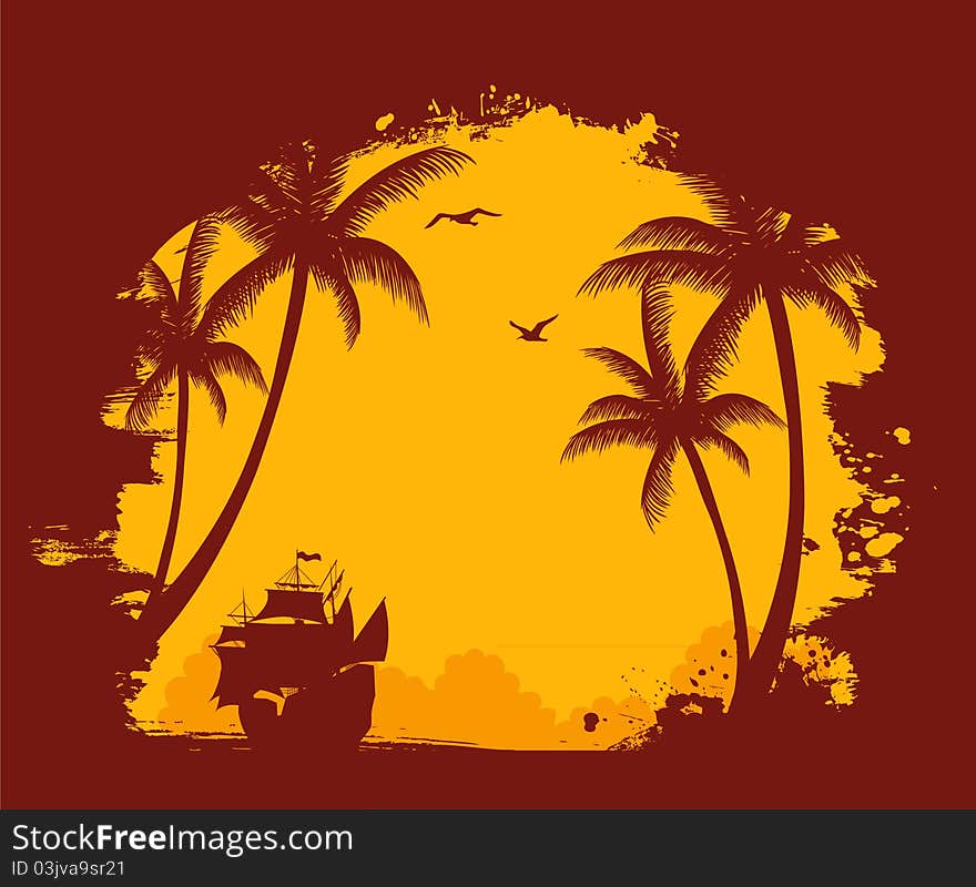 Vector illustration of Summer tropical banner