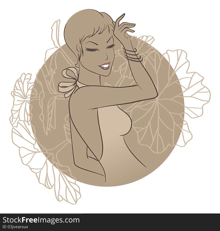 Vector illustration of Beauty floral woman