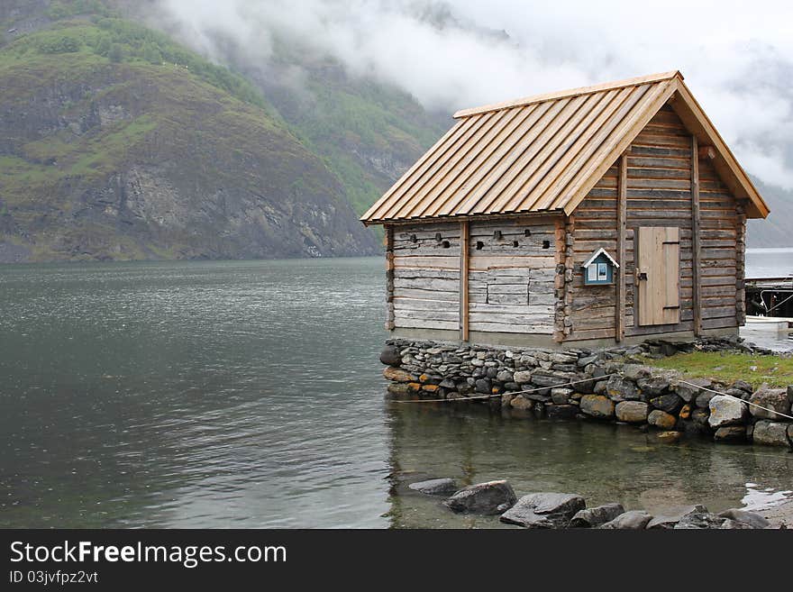 Norwegian cabin in Undredal on the Aurlandsfjord, Western Norway