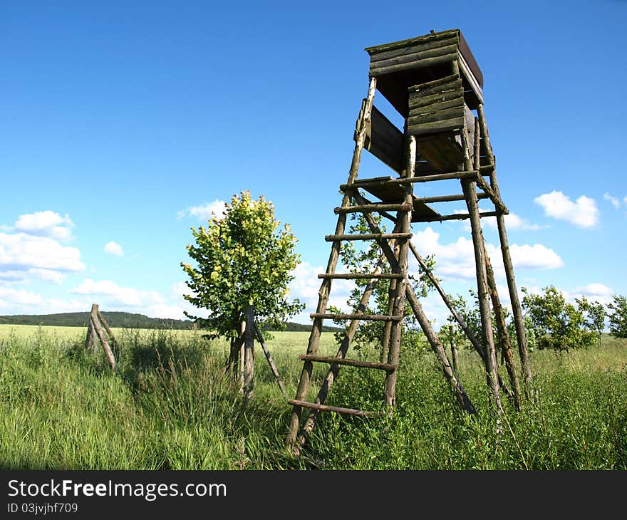 Wooden deer stand