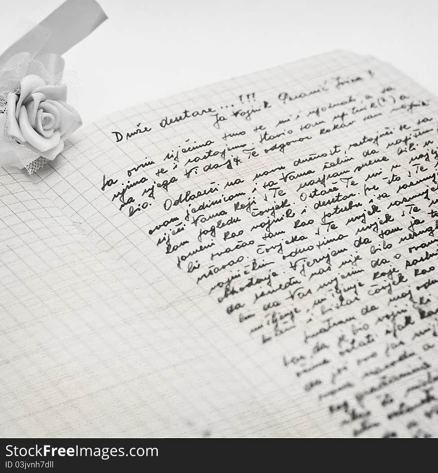 Very old handwritten letter.Close up photo