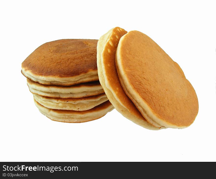 Pancakes on a whtie background