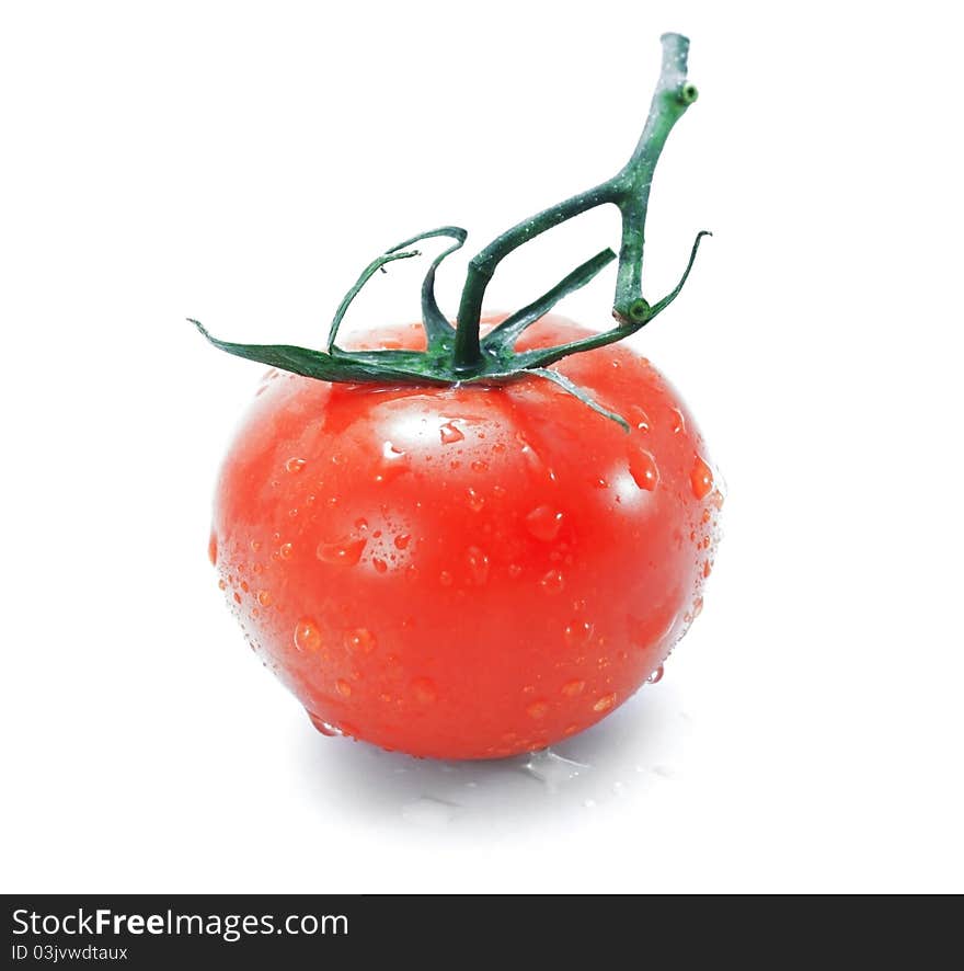 One tomato isolated on a white background