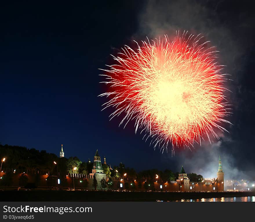 Fireworks over the Moscow Kremlin. Russia