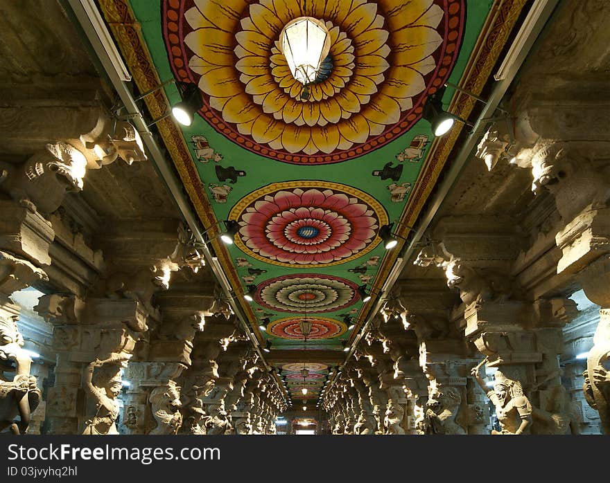 Inside of Meenakshi hindu temple in Madurai