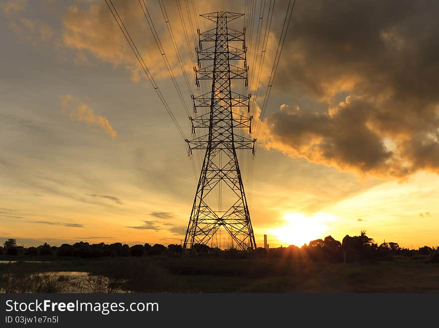 High-voltage towers that delivers power to the provinces to the bright and functional. High-voltage towers that delivers power to the provinces to the bright and functional