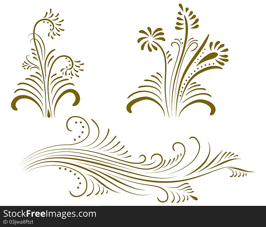 Vector set of vintage color floral designs. Vector set of vintage color floral designs.