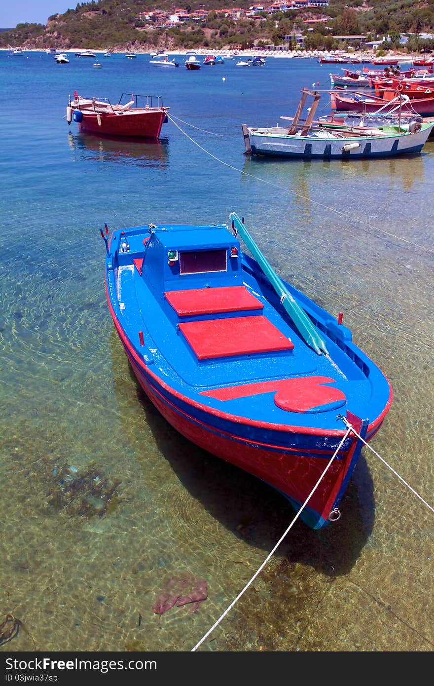 Boats near Ouranopolis, Athos Peninsula, Mount Athos, Chalkidiki, Greece. Boats near Ouranopolis, Athos Peninsula, Mount Athos, Chalkidiki, Greece