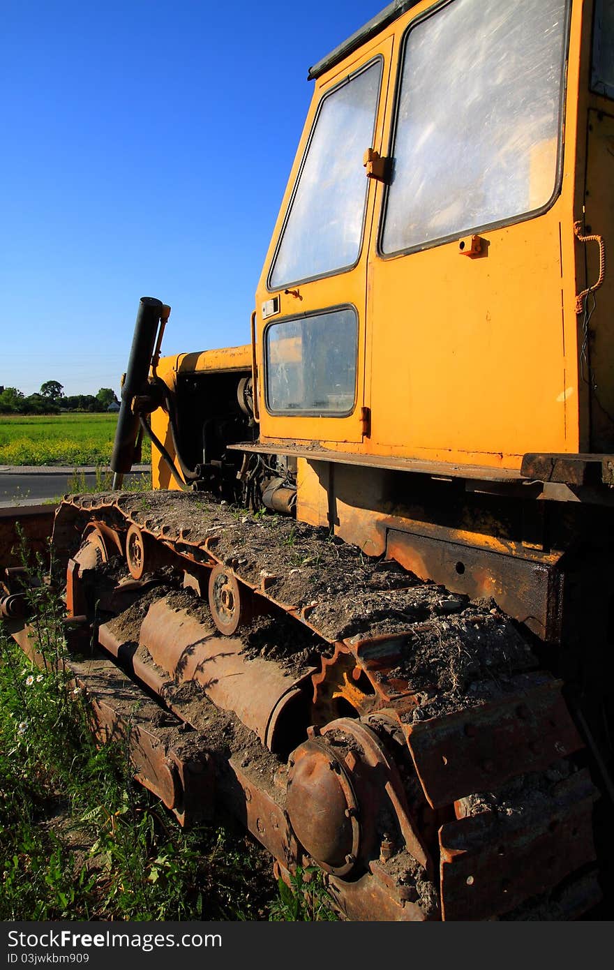 Photo of bulldozer in the background a great view. Photo of bulldozer in the background a great view