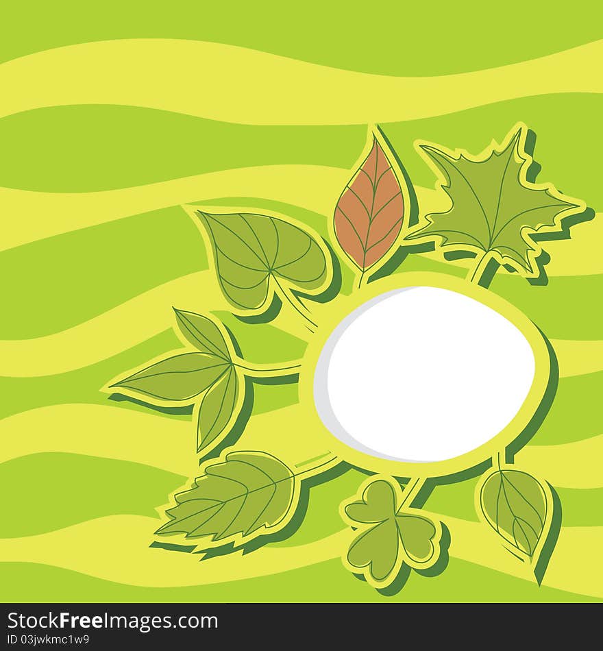 Summer leaves background illustration with white flame