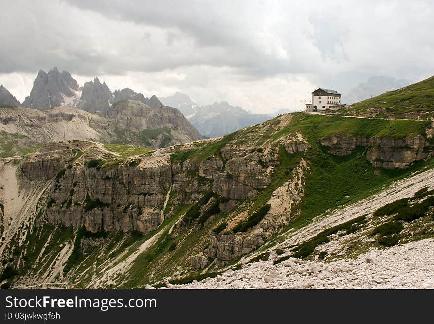 Italian mountains and mountain shelter. Italian mountains and mountain shelter.