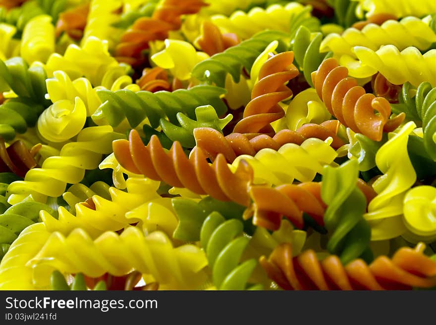 Image of Coloured Fusilli Pasta. Image of Coloured Fusilli Pasta