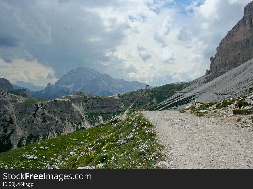 Road in Italian Dolomites mountain. Road in Italian Dolomites mountain.