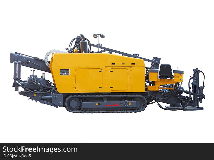 Asphalt spreading machine under the white background