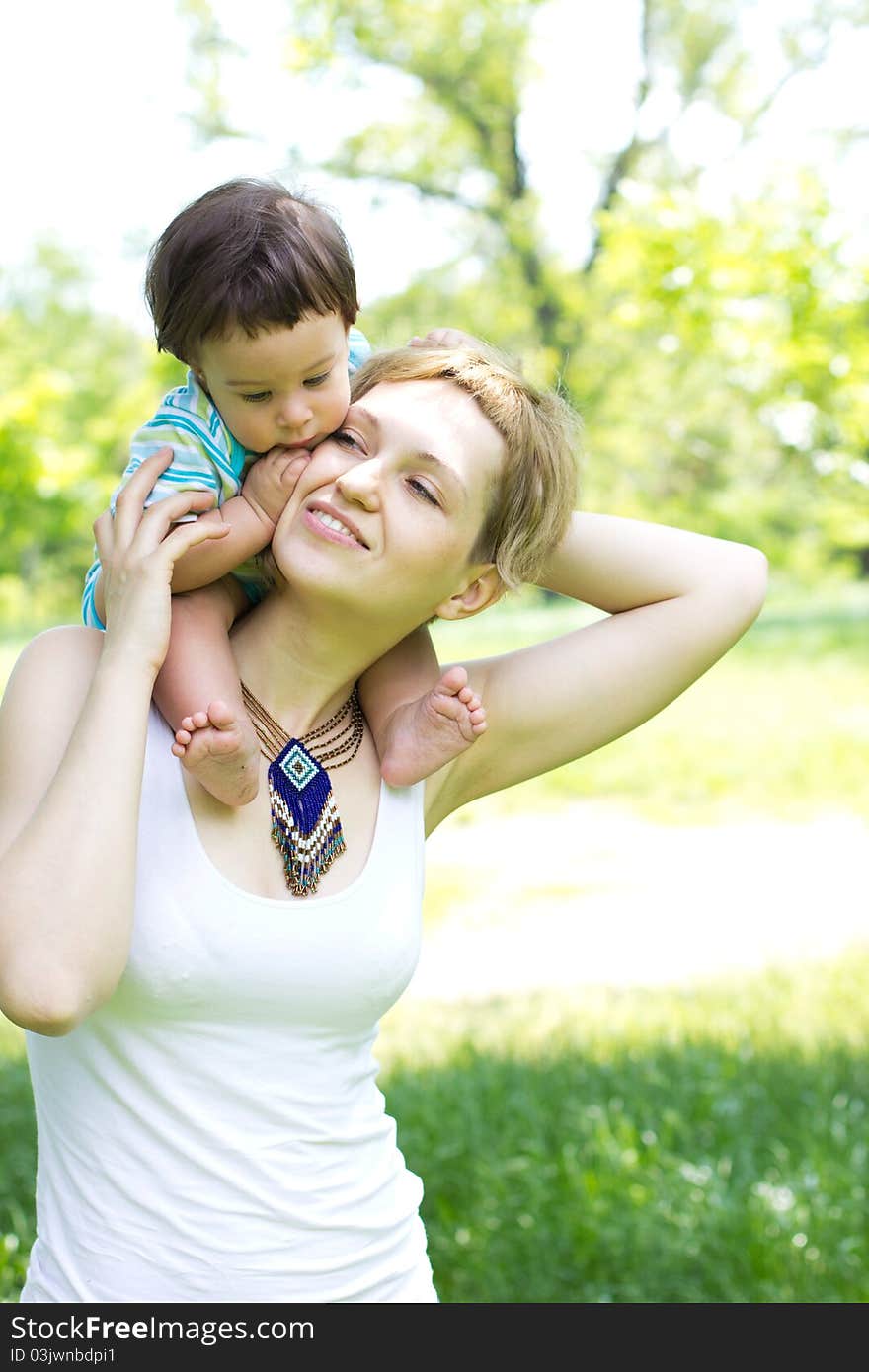 Mother with son relaxing outdoor