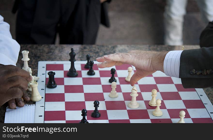 Competitive game of chess between friends. Competitive game of chess between friends