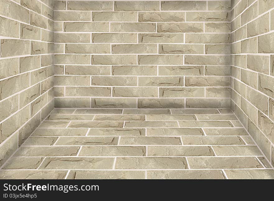 Stone brick wall room for background use