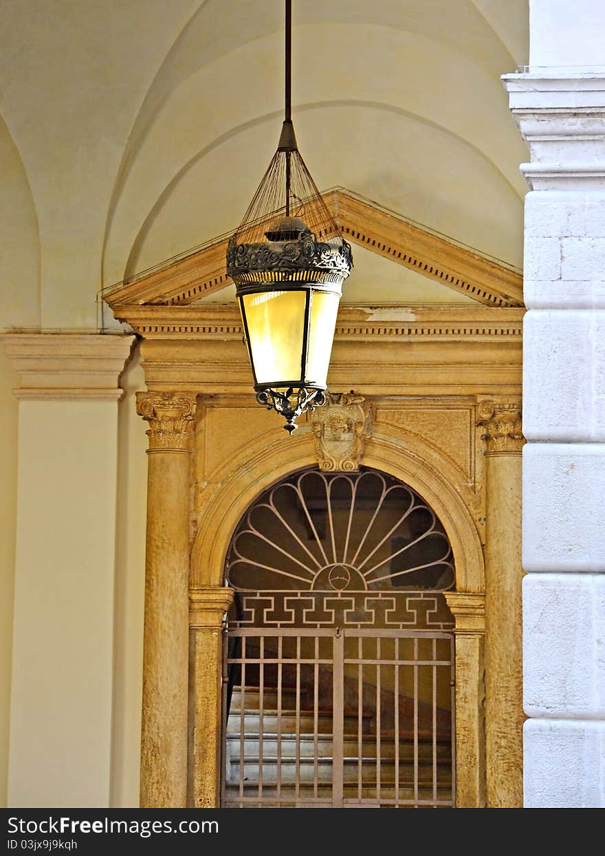 Old lamp in the castle, history and tourism object