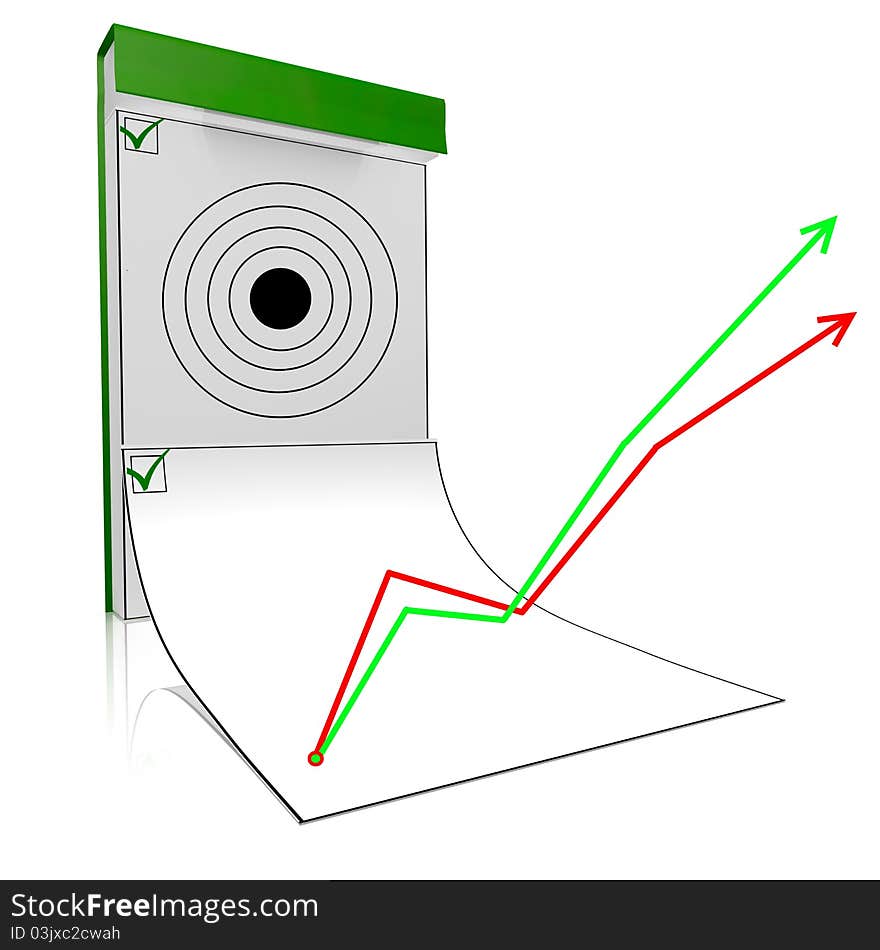 The bank notebook with target is isolated on a white background.