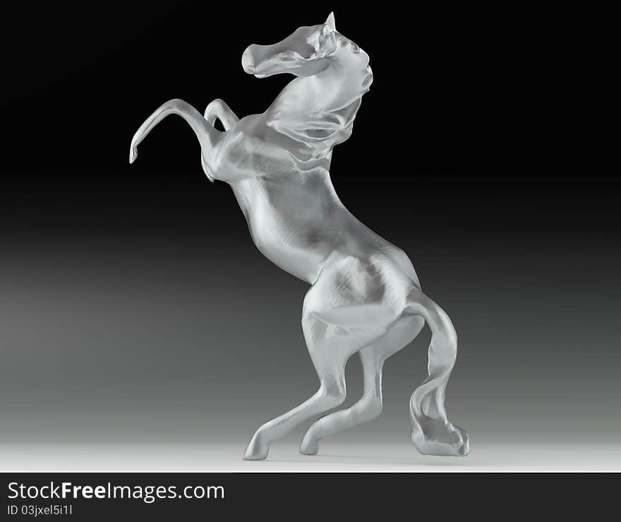 Computer generated Image three dimensional silver horse