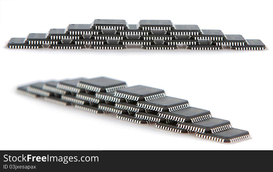 Integrated circuits isolated on white background