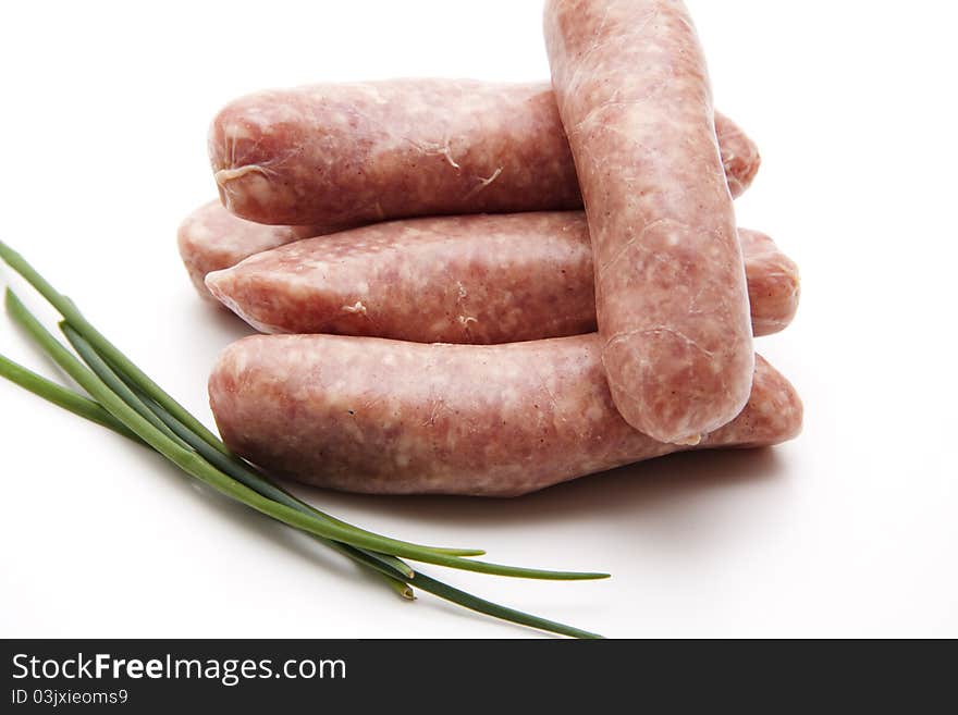 Fried sausage with chives