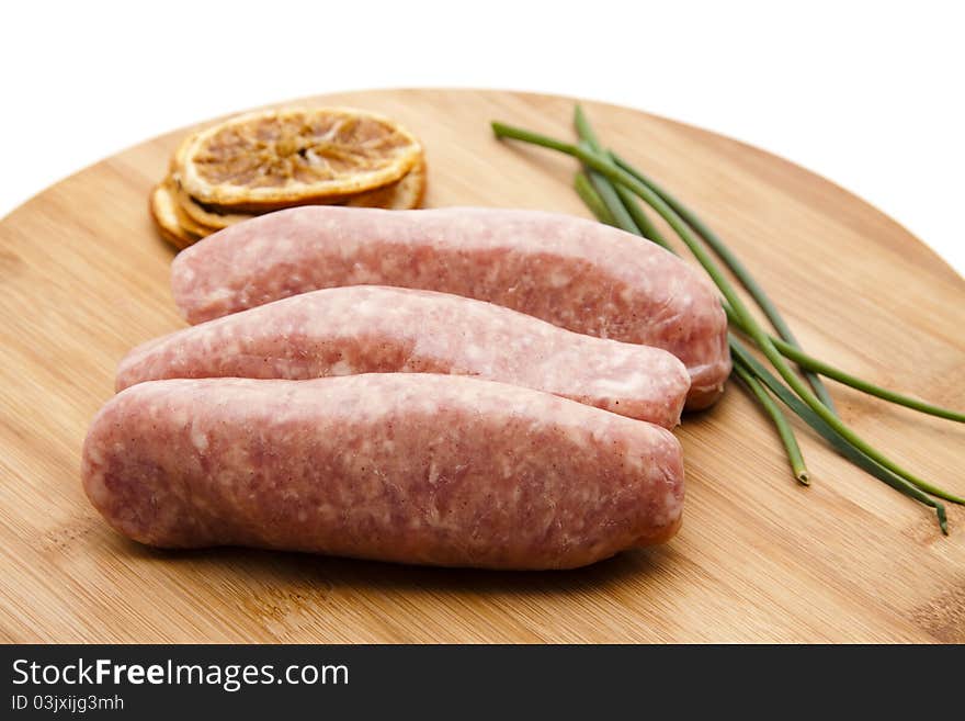 Fried sausage with chives