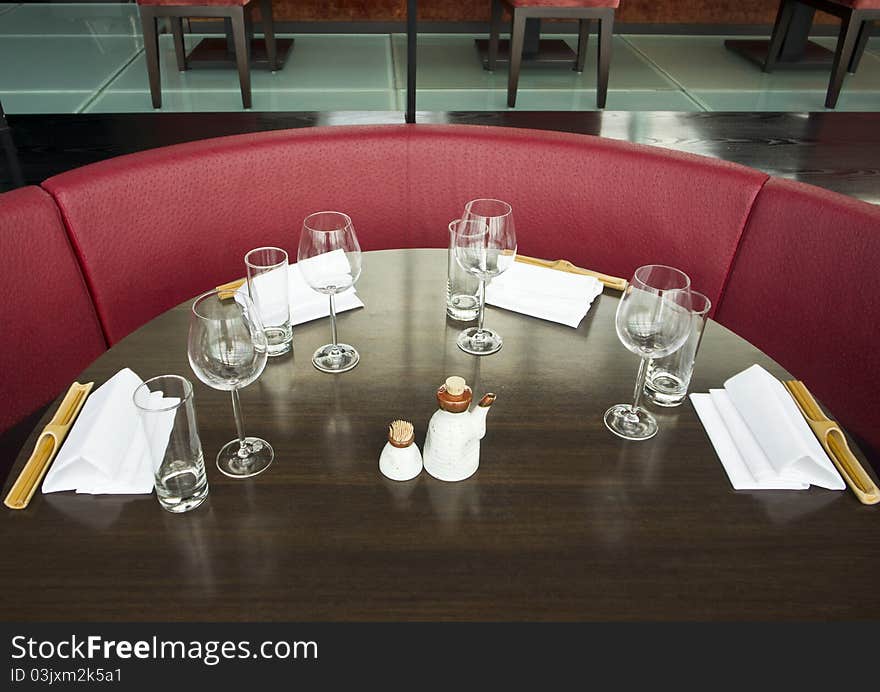 Dinging table at a modern restaurant, Hong Kong. Dinging table at a modern restaurant, Hong Kong