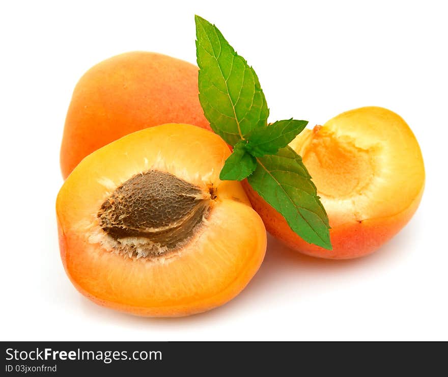 Ripe apricots with mint