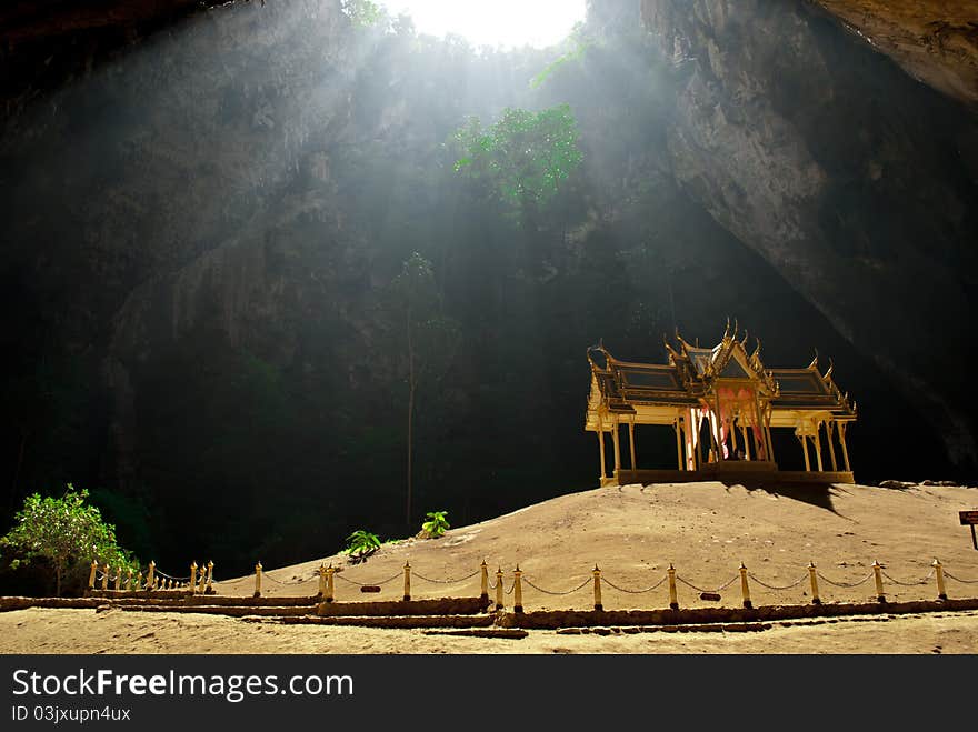 Pavilion in the deep cave