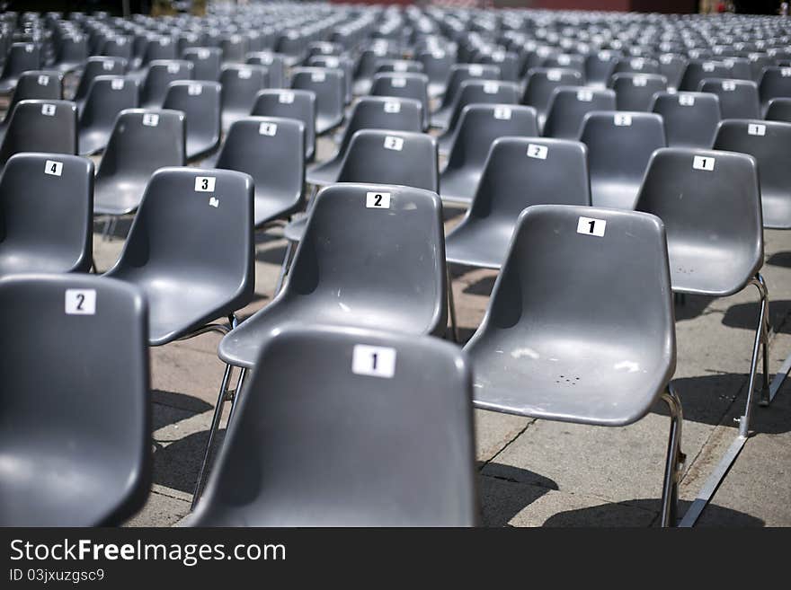 Empty numbered sits on opening cinema